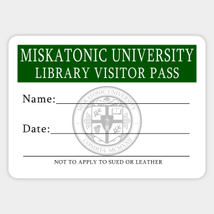 Miskatonic University Library Visitor Pass Sticker
